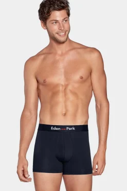 Pack De 2 Boxer Banc Rayure Rouge Et Uni Beu Fonce Homme Sous-Vêtements