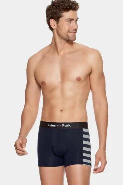 New Pack De 2 Boxer Beu arine Detai Rayure Et Uni Homme Sous-Vêtements
