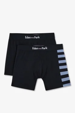 Online Pack De 2 Boxer Beu arine Detai Rayure Et Uni Homme Sous-Vêtements
