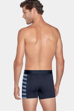 Online Pack De 2 Boxer Beu arine Detai Rayure Et Uni Homme Sous-Vêtements