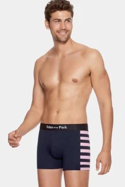 Clearance Pack De 2 Boxer Beu arine Detai Rayure Et Uni Homme Sous-Vêtements