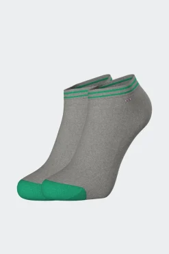 Sale Paire De Chaussettes Basses Blanches A Bords Verts En Coton Stretch Homme Chaussettes