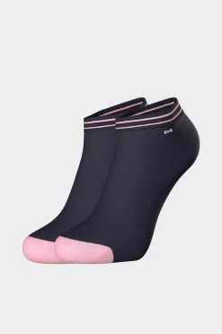 Paire De Chaussettes Basses Marine A Bords Roses En Coton Stretch Homme Chaussettes