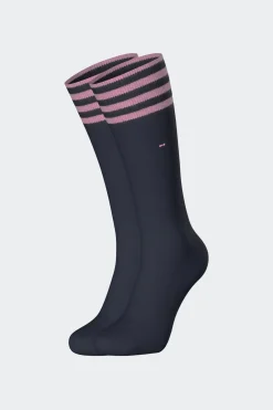 Hot Paire De Chaussettes Marine A Bords Rayes En Coton Stretch Homme Chaussettes