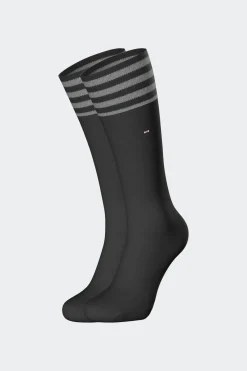 Discount Paire De Chaussettes Noires A Bords Rayes En Coton Stretch Homme Chaussettes