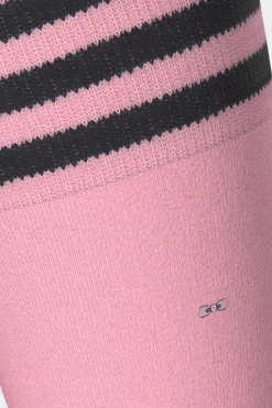 Clearance Paire De Chaussettes Roses A Bords Rayes En Coton Stretch Homme Chaussettes