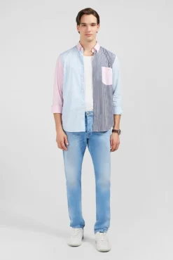 Pantalon Bleu Droit 5 Poches Homme Pantalons