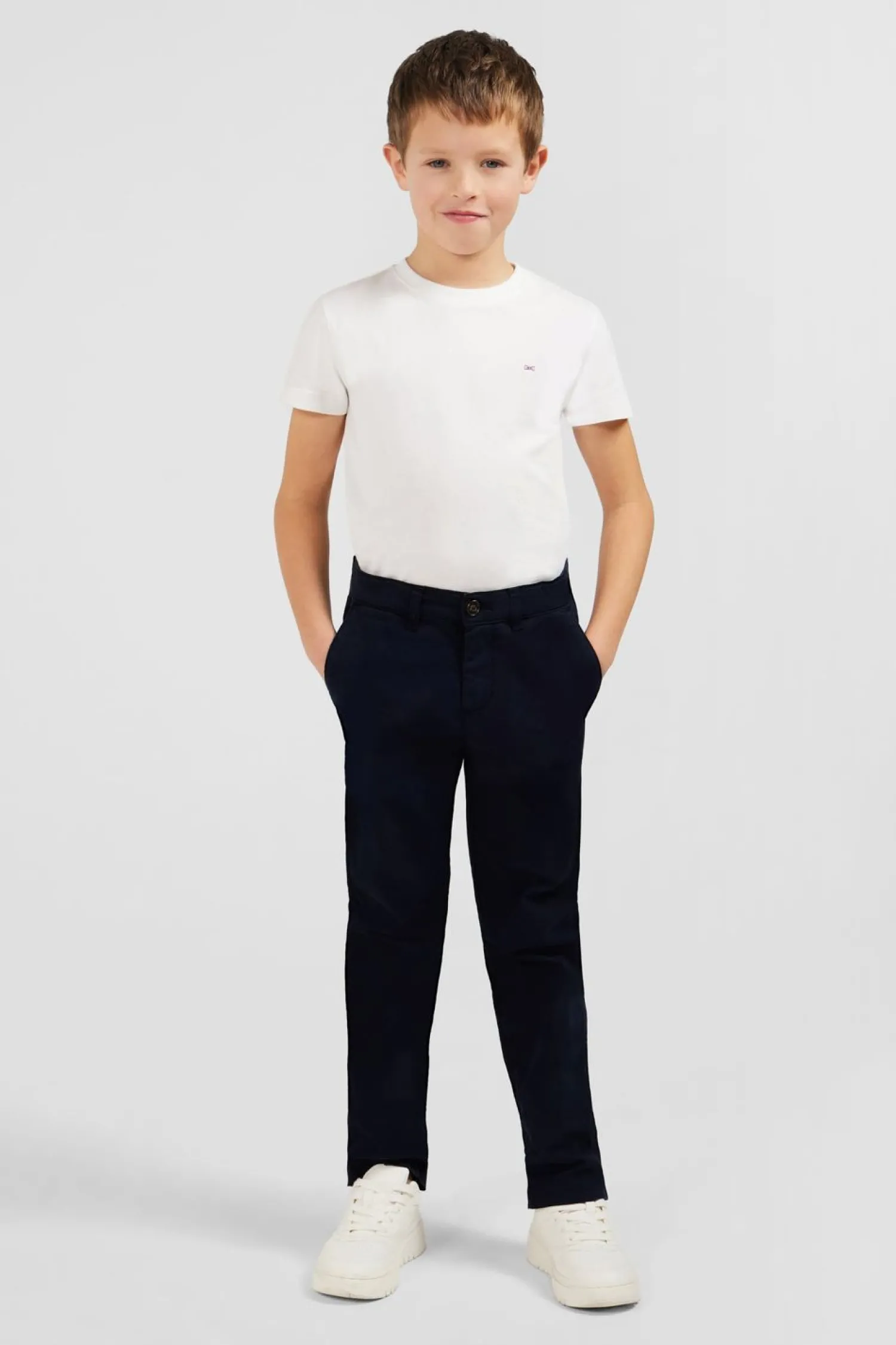 Hot Pantalon Chino Marine En Coton Stretch Enfant Enfant
