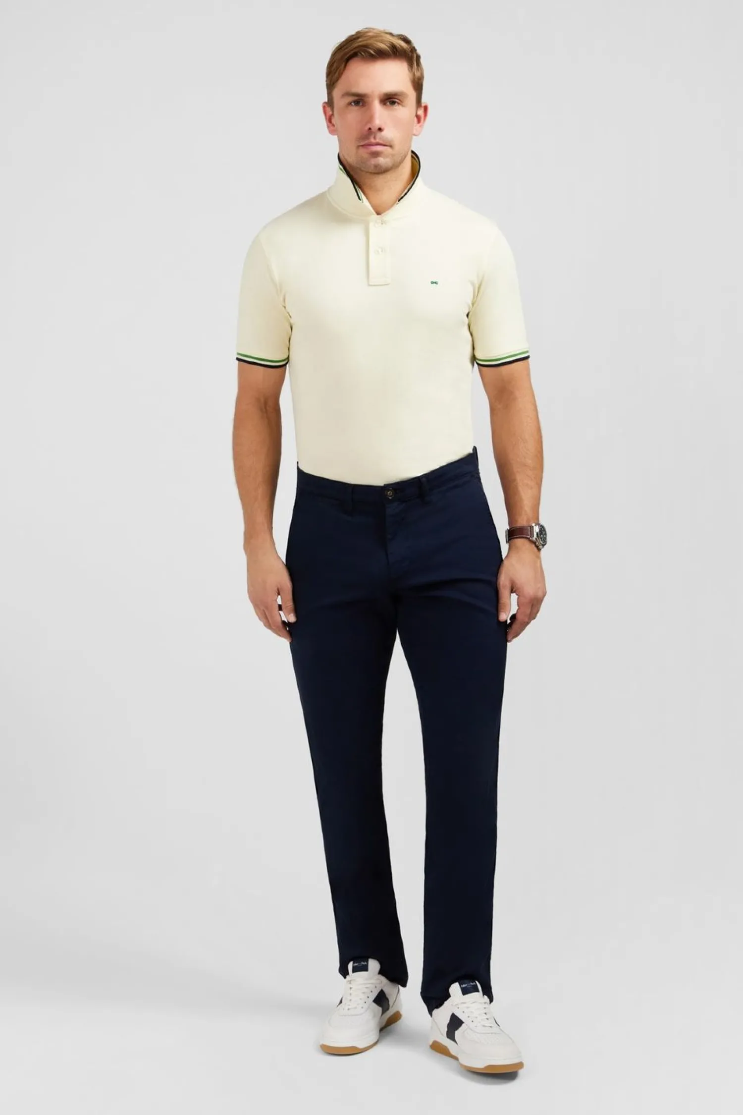 New Pantalon Chino Sans Plis Bleu Marine Homme Pantalons