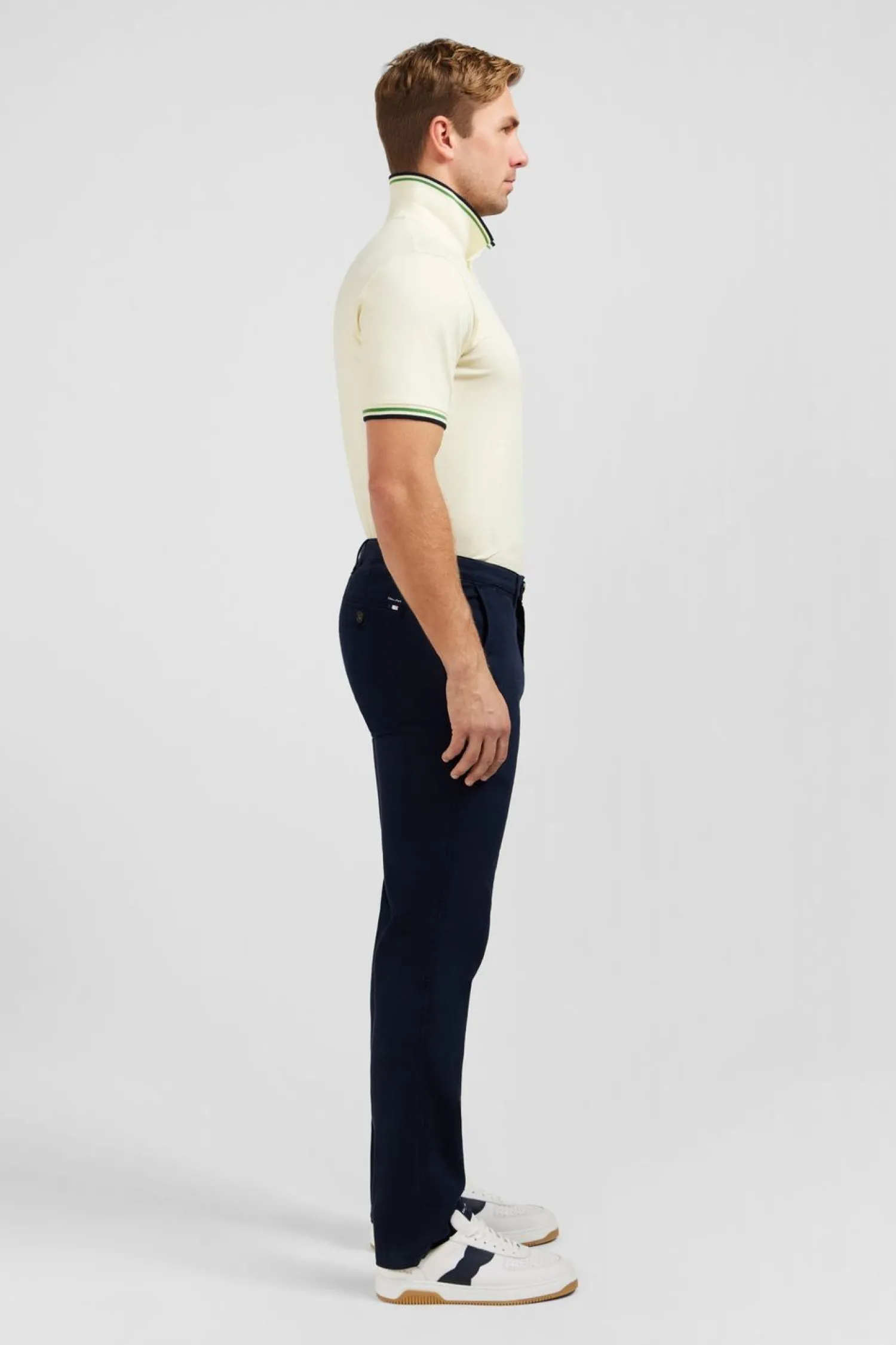 New Pantalon Chino Sans Plis Bleu Marine Homme Pantalons