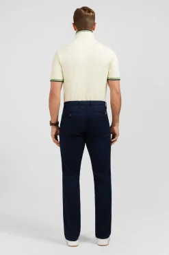 New Pantalon Chino Sans Plis Bleu Marine Homme Pantalons
