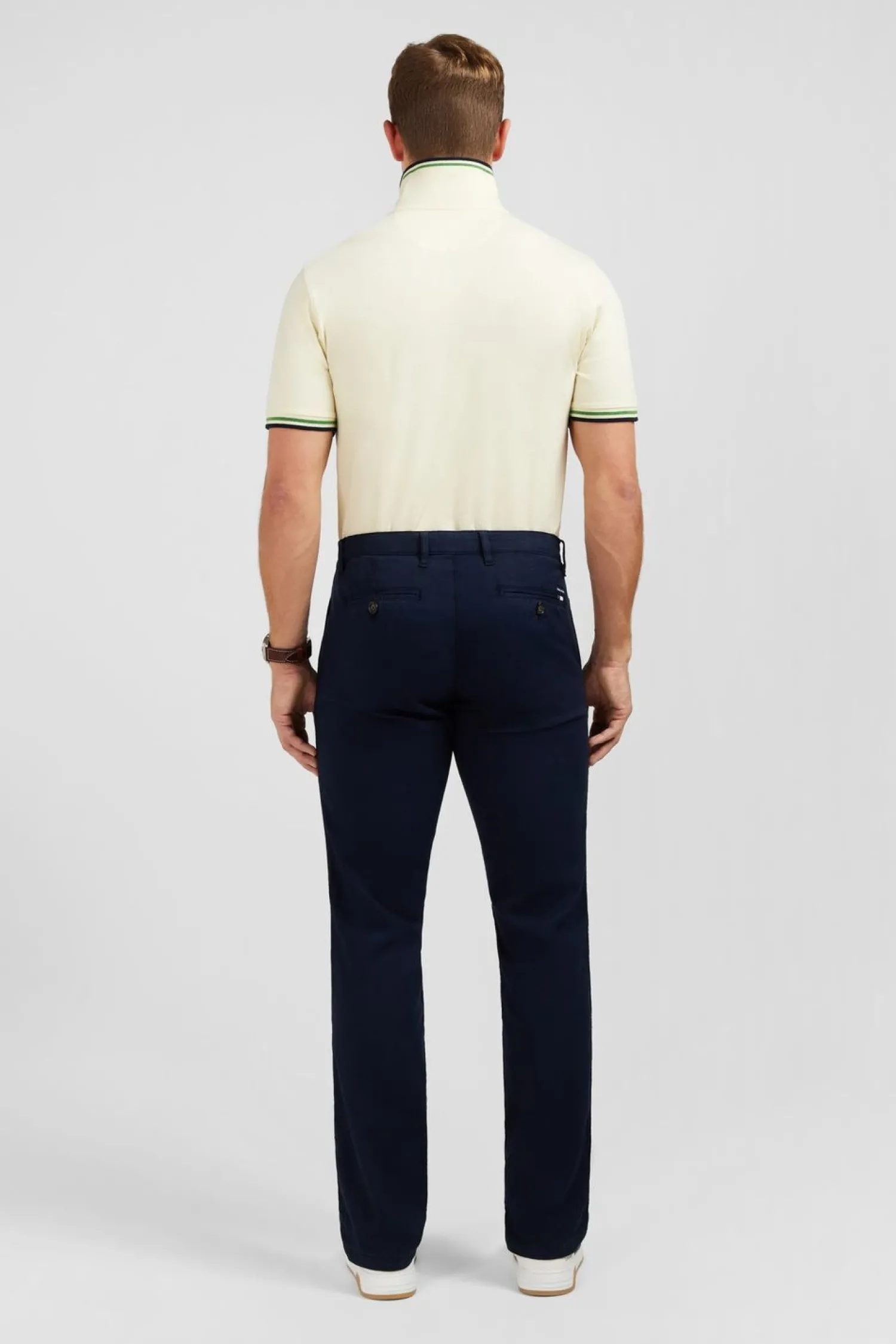 New Pantalon Chino Sans Plis Bleu Marine Homme Pantalons