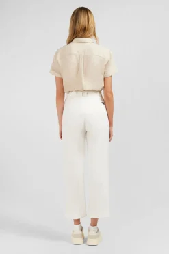 Pantaon Ecru A Jabe arge Coupe Cofort Femme Pantalons Et Shorts