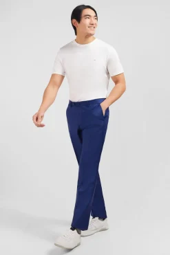 Outlet Pantalon Regular Bleu En Laine A Plis Casses Homme Pantalons