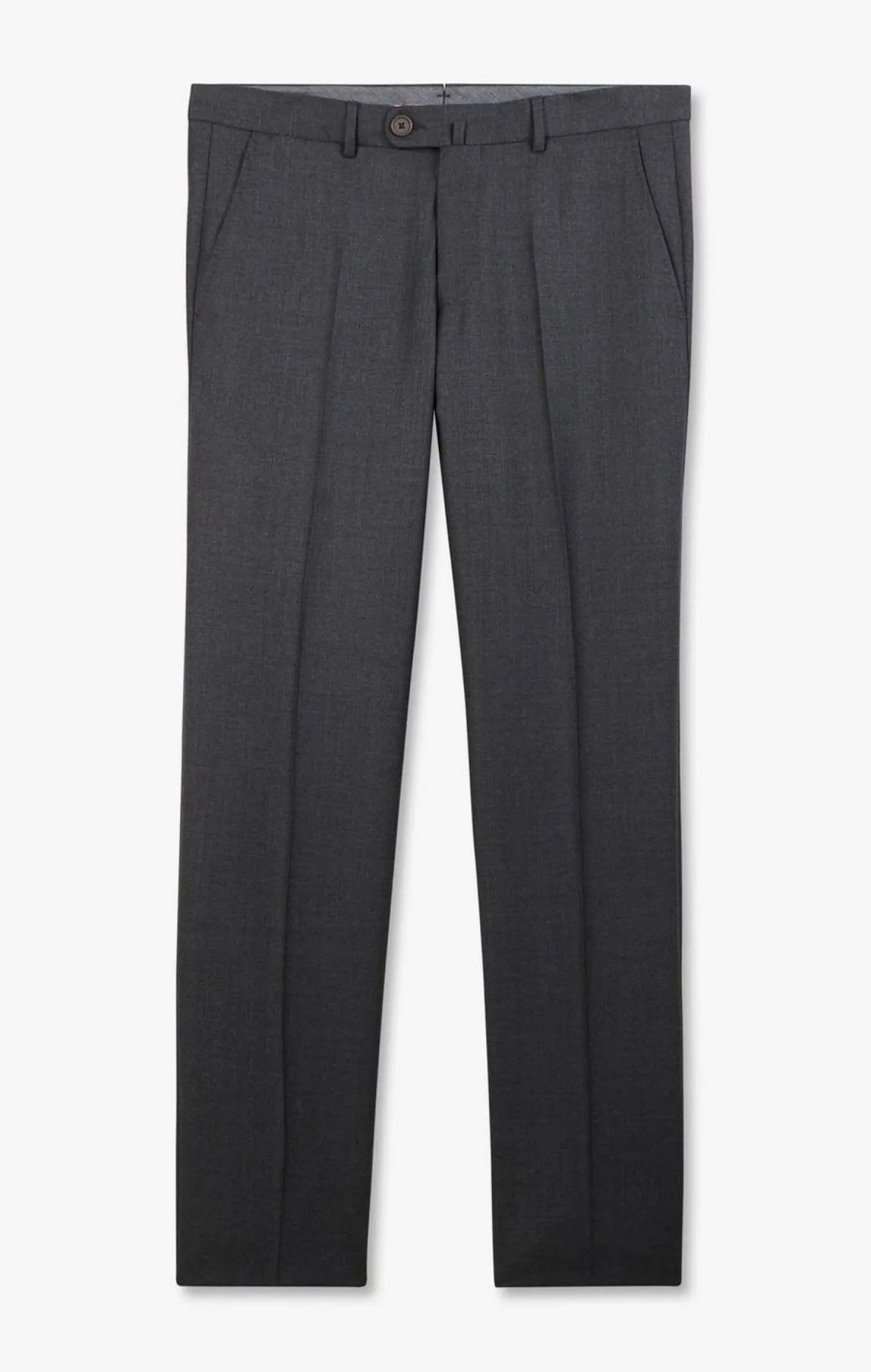 New Pantalon Regular Gris En Laine A Plis Casses Homme Pantalons
