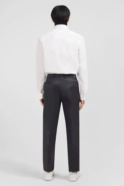 New Pantalon Regular Gris En Laine A Plis Casses Homme Pantalons