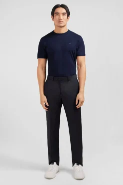 Online Pantalon Regular Gris Fonce En Laine A Plis Casses Homme Pantalons