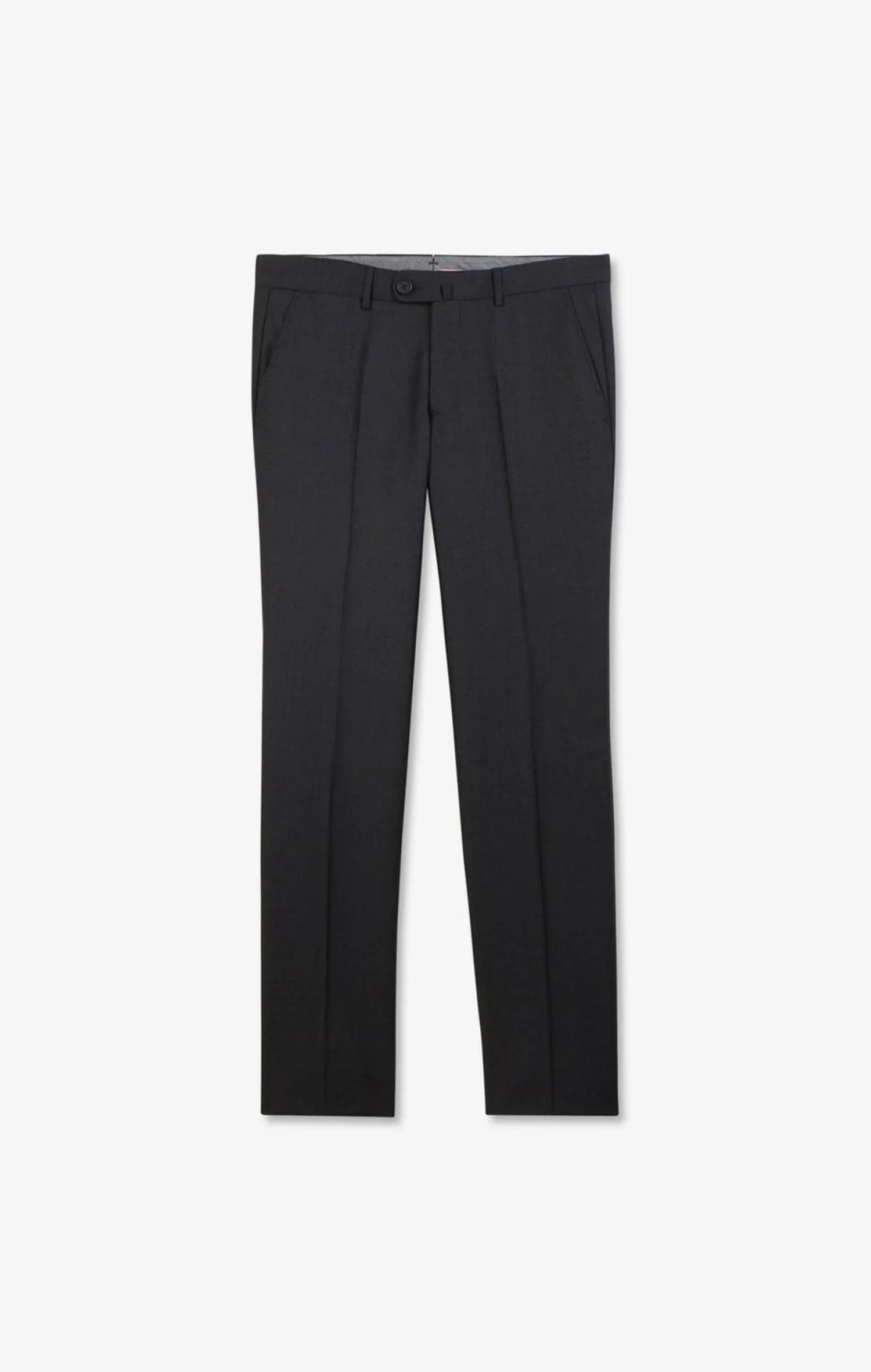 Online Pantalon Regular Gris Fonce En Laine A Plis Casses Homme Pantalons