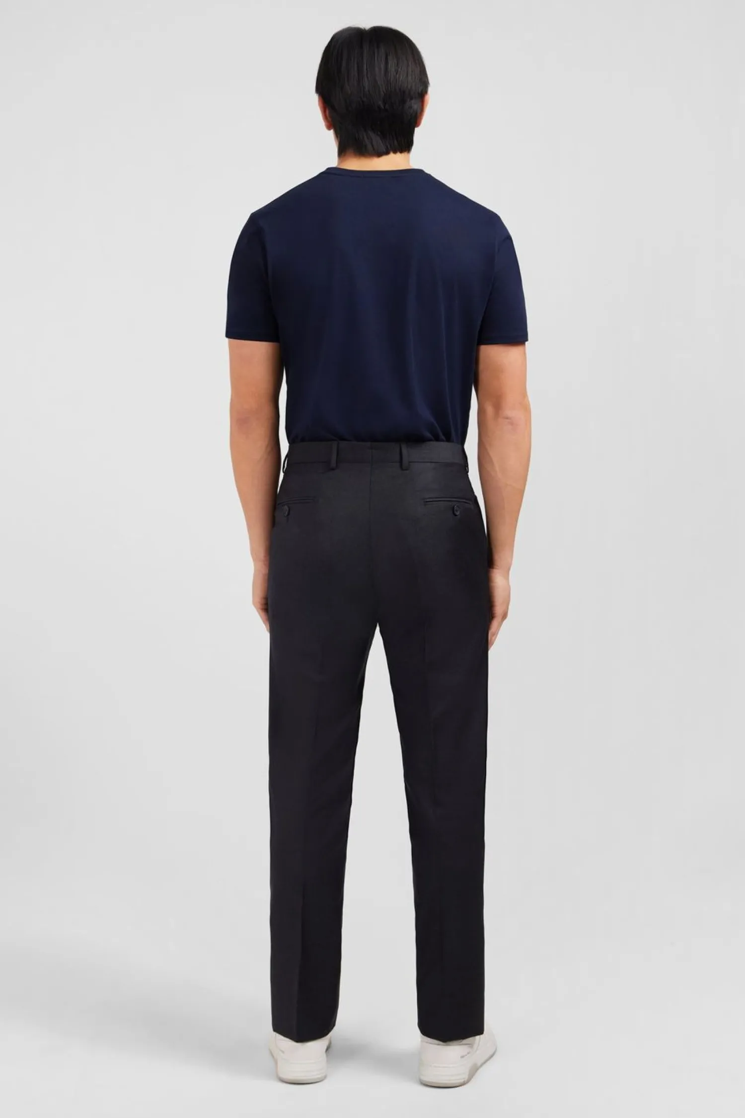 Online Pantalon Regular Gris Fonce En Laine A Plis Casses Homme Pantalons