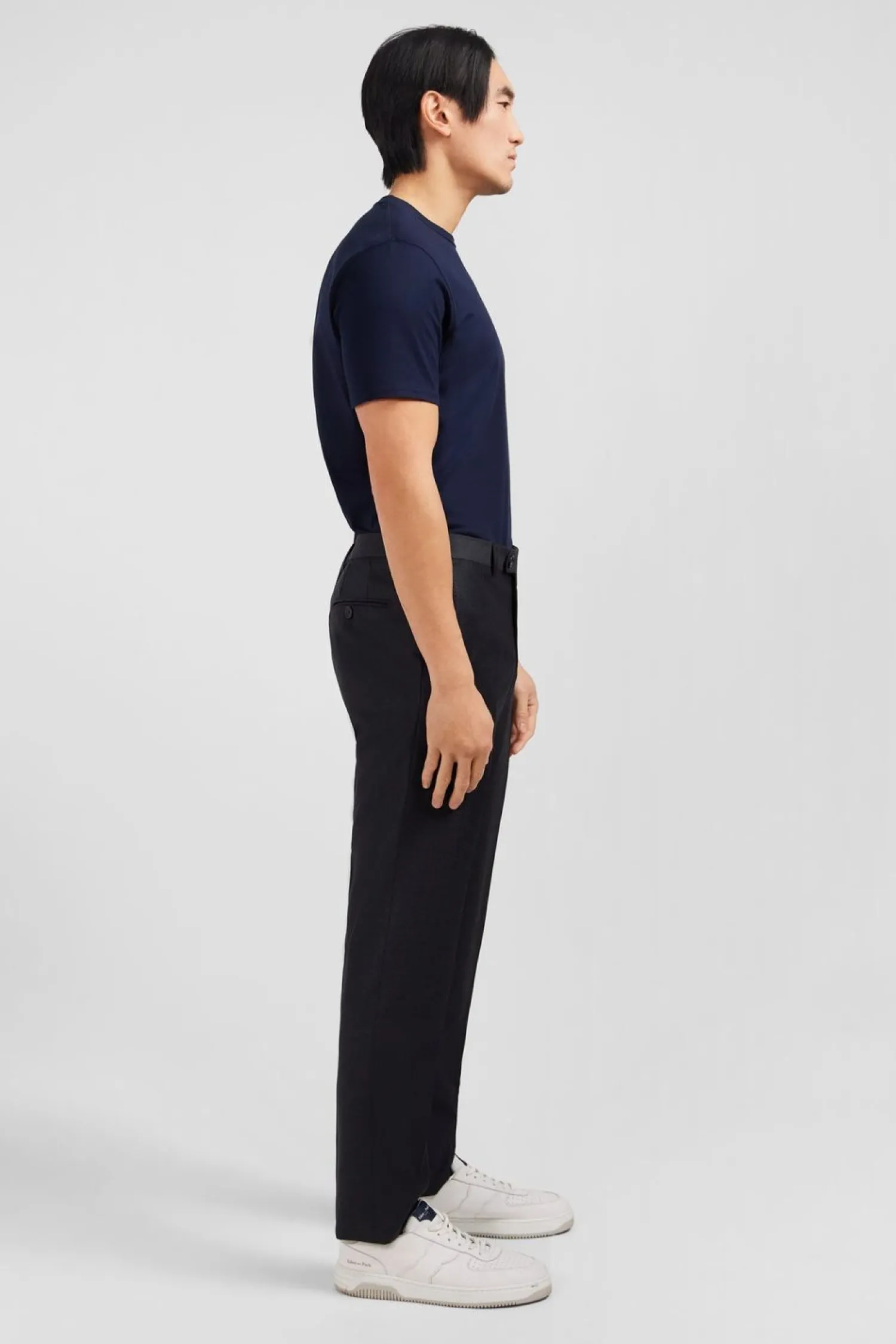 Online Pantalon Regular Gris Fonce En Laine A Plis Casses Homme Pantalons