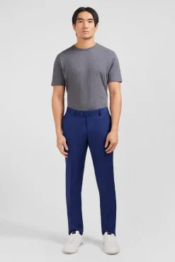 Clearance Pantalon Slim Bleu En Laine A Plis Casses Homme Pantalons