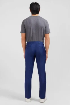 Clearance Pantalon Slim Bleu En Laine A Plis Casses Homme Pantalons