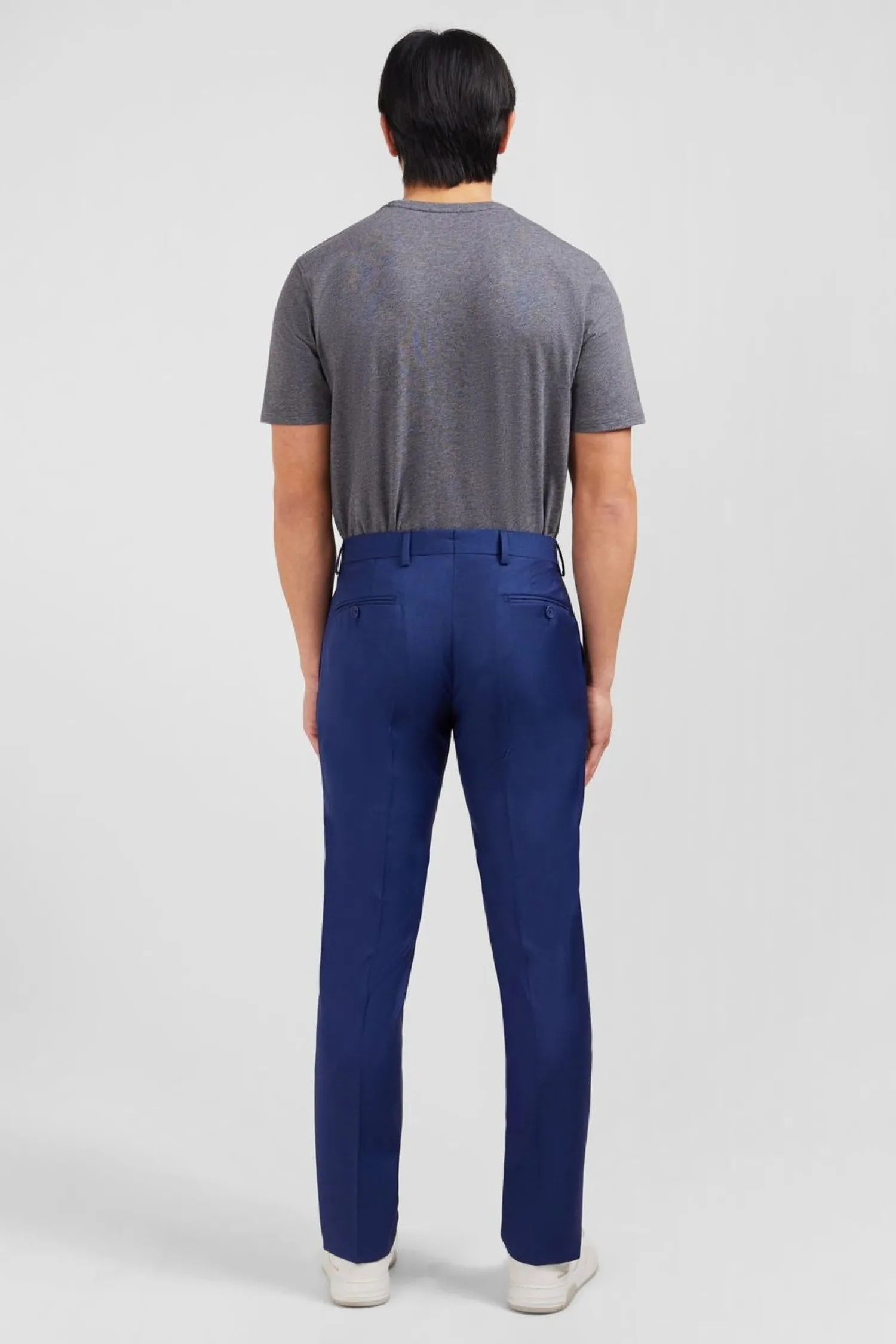 Clearance Pantalon Slim Bleu En Laine A Plis Casses Homme Pantalons