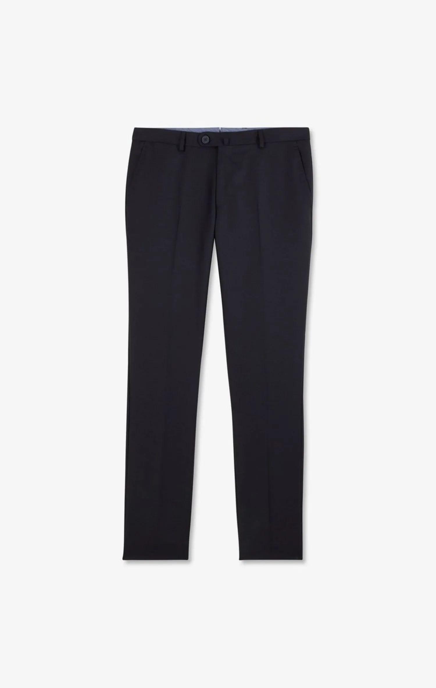 Discount Pantalon Slim Bleu Fonce En Laine A Plis Casses Homme Pantalons