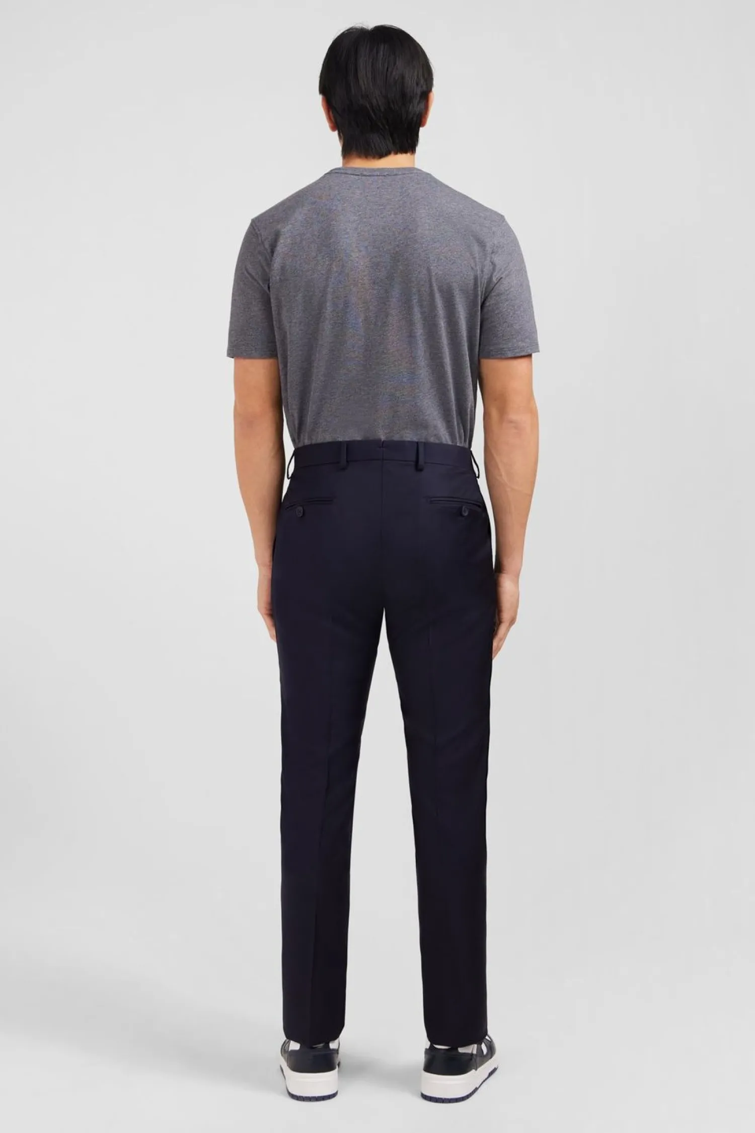 Discount Pantalon Slim Bleu Fonce En Laine A Plis Casses Homme Pantalons