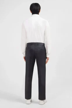 Online Pantalon Slim Gris En Laine A Plis Casses Homme Pantalons