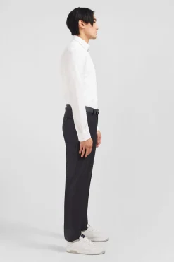 Online Pantalon Slim Gris En Laine A Plis Casses Homme Pantalons