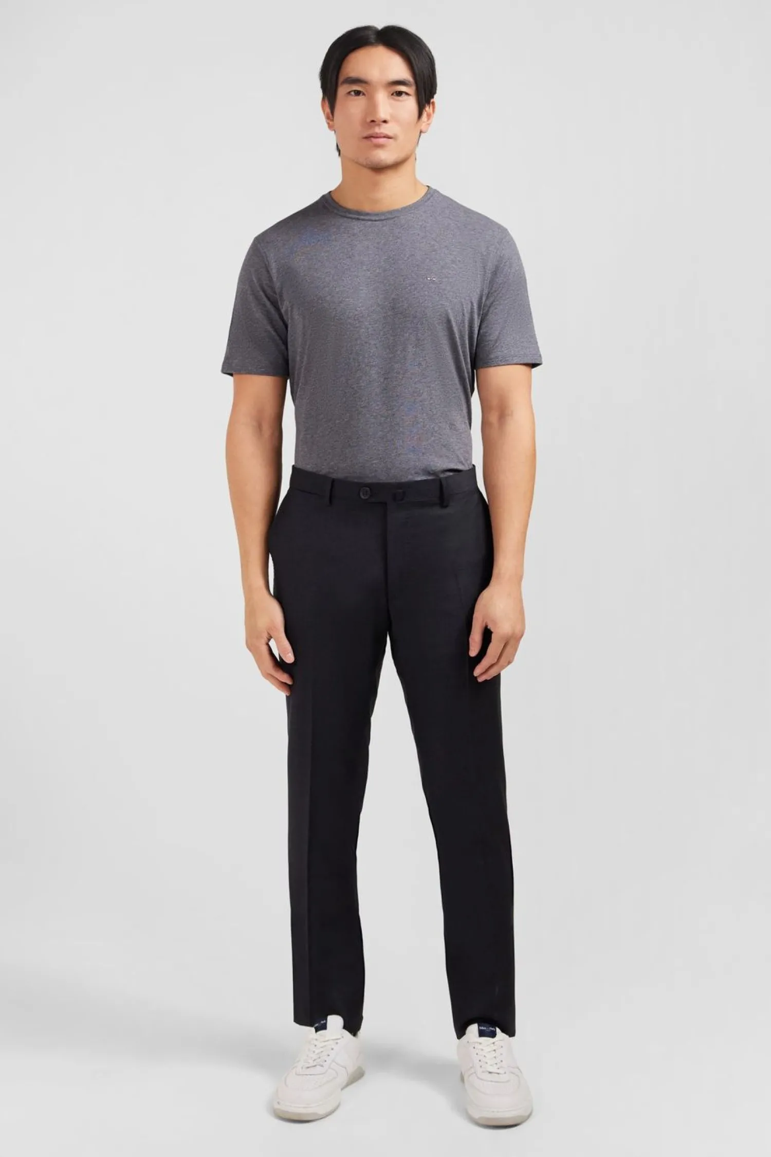 Discount Pantalon Slim Gris Fonce En Laine A Plis Casses Homme Pantalons