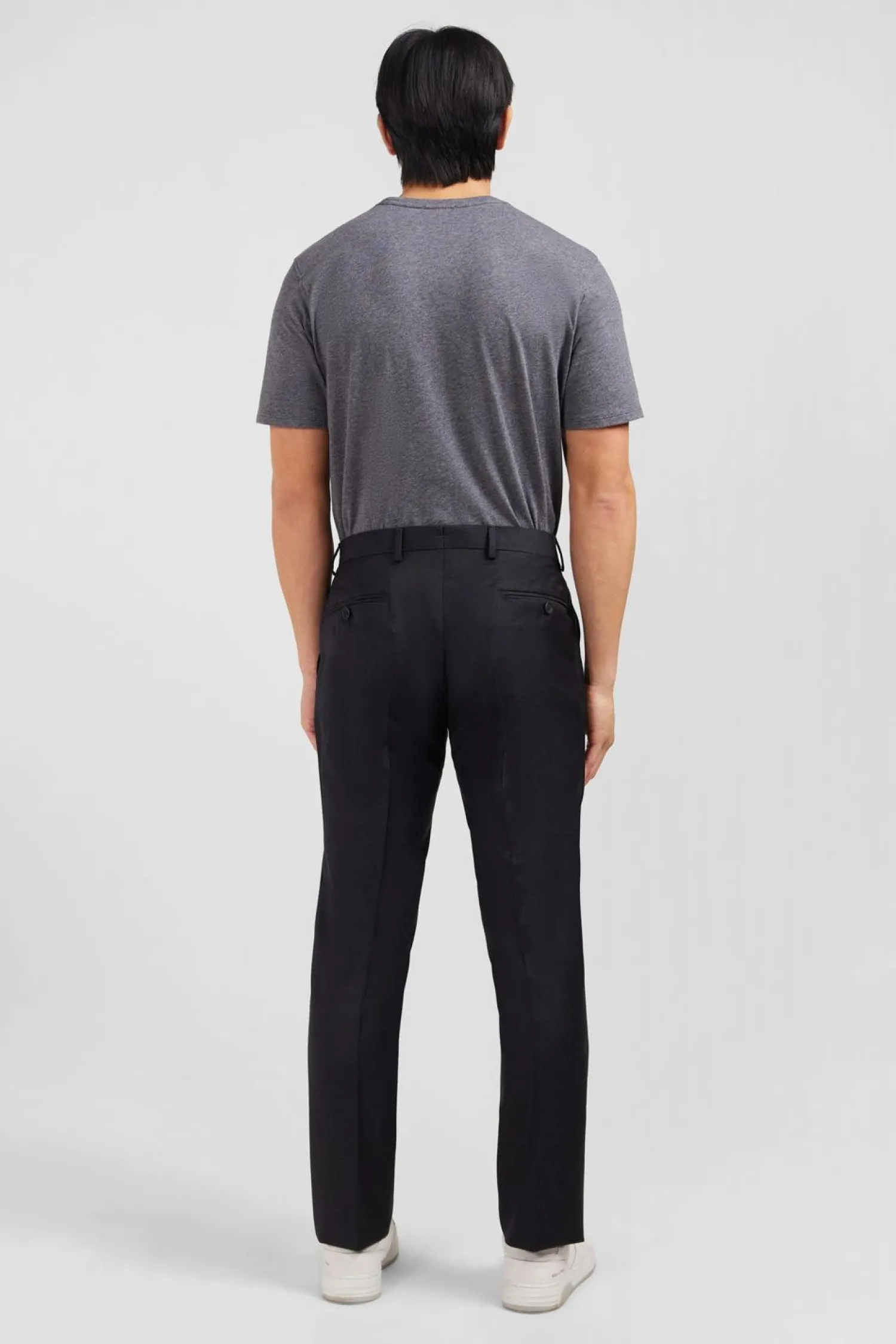 Discount Pantalon Slim Gris Fonce En Laine A Plis Casses Homme Pantalons