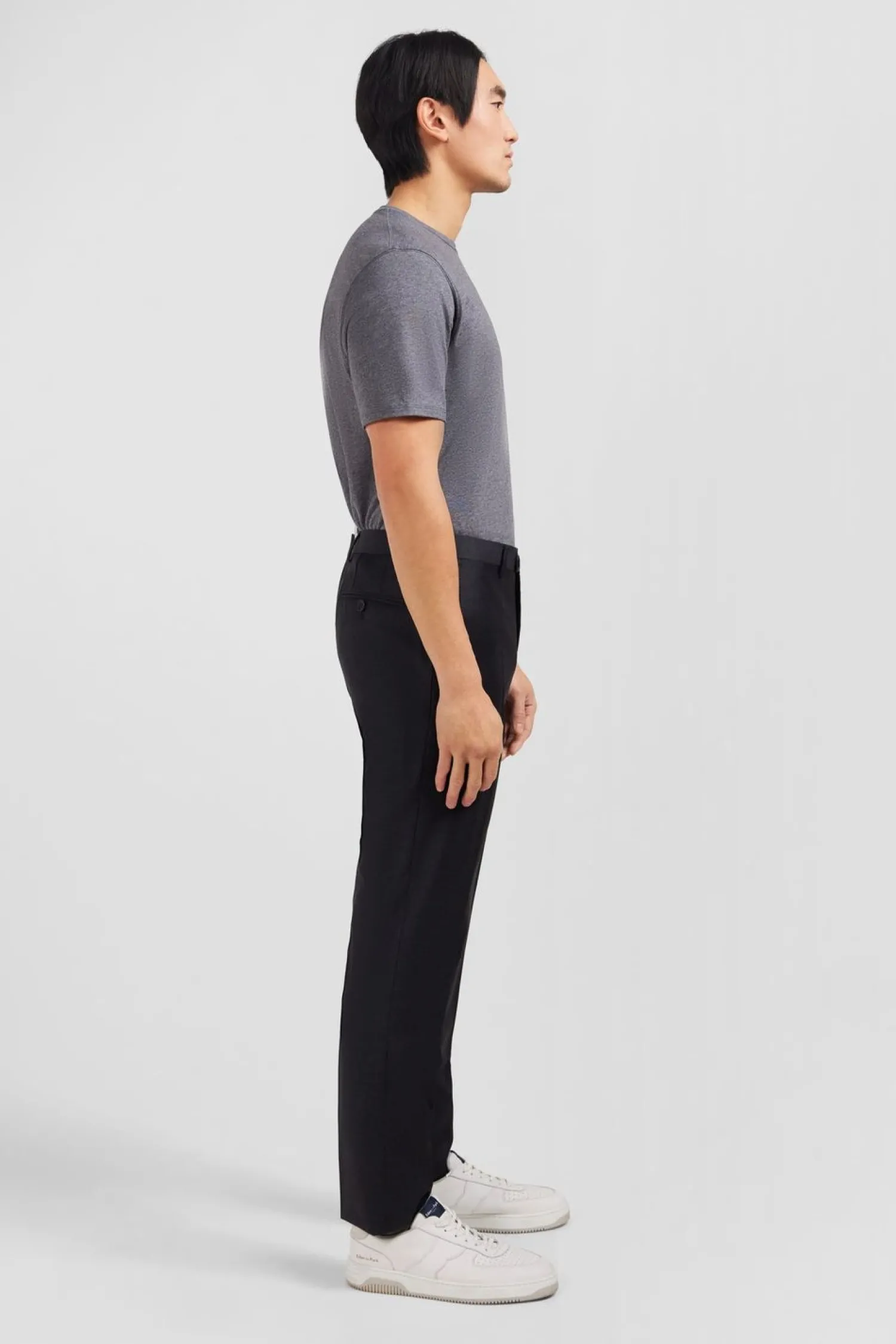 Discount Pantalon Slim Gris Fonce En Laine A Plis Casses Homme Pantalons