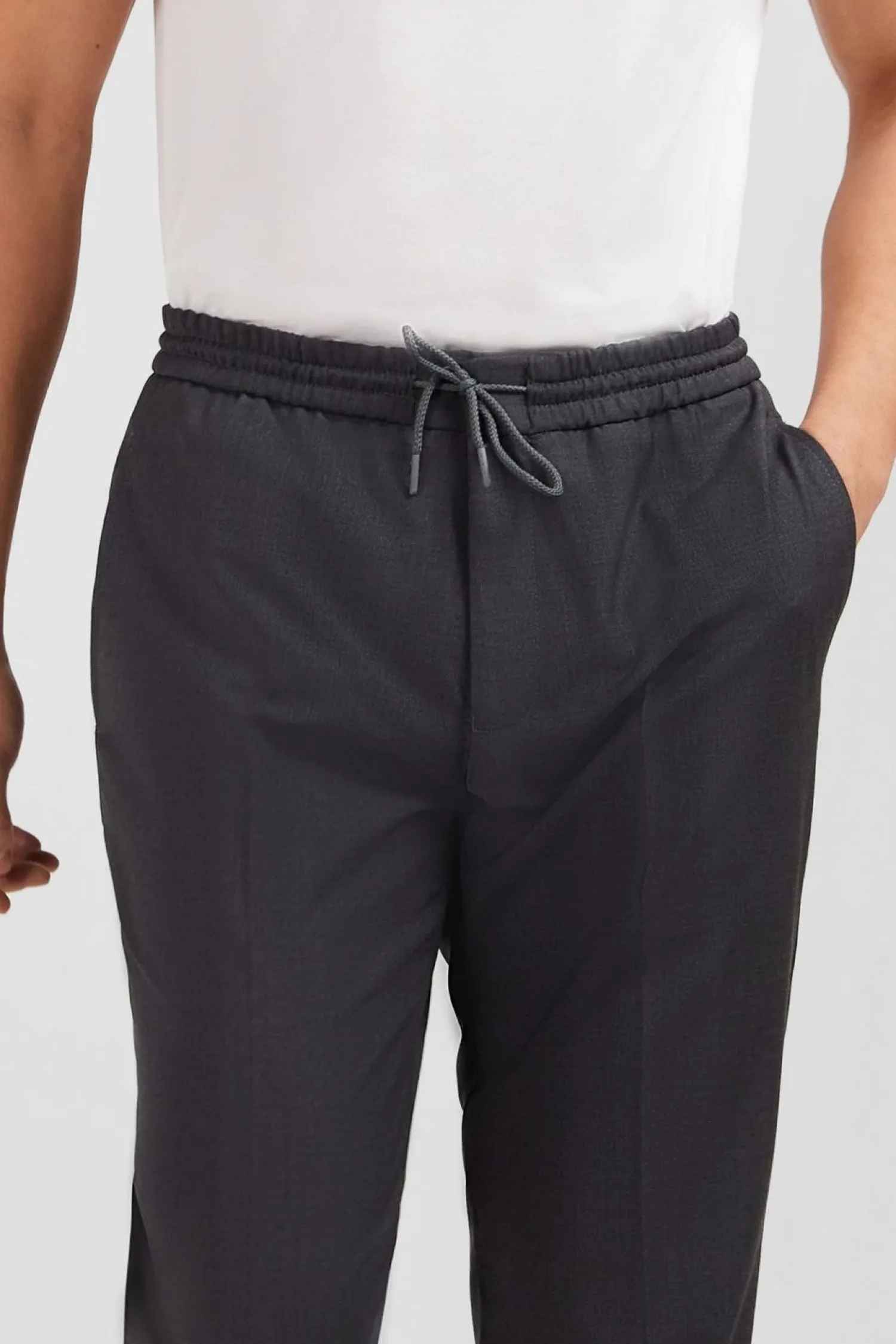 Online Pantalon Taille Elastiquee Gris Homme Pantalons