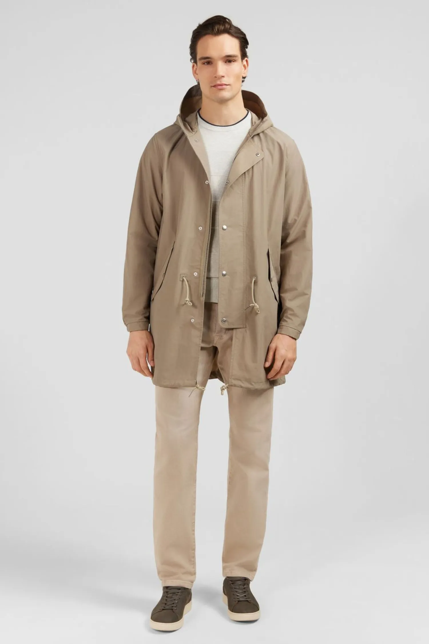 Sale Parka A Capuche En Toie De Coton eange Beige Homme Manteaux Et Vestes