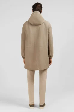 Sale Parka A Capuche En Toie De Coton eange Beige Homme Manteaux Et Vestes