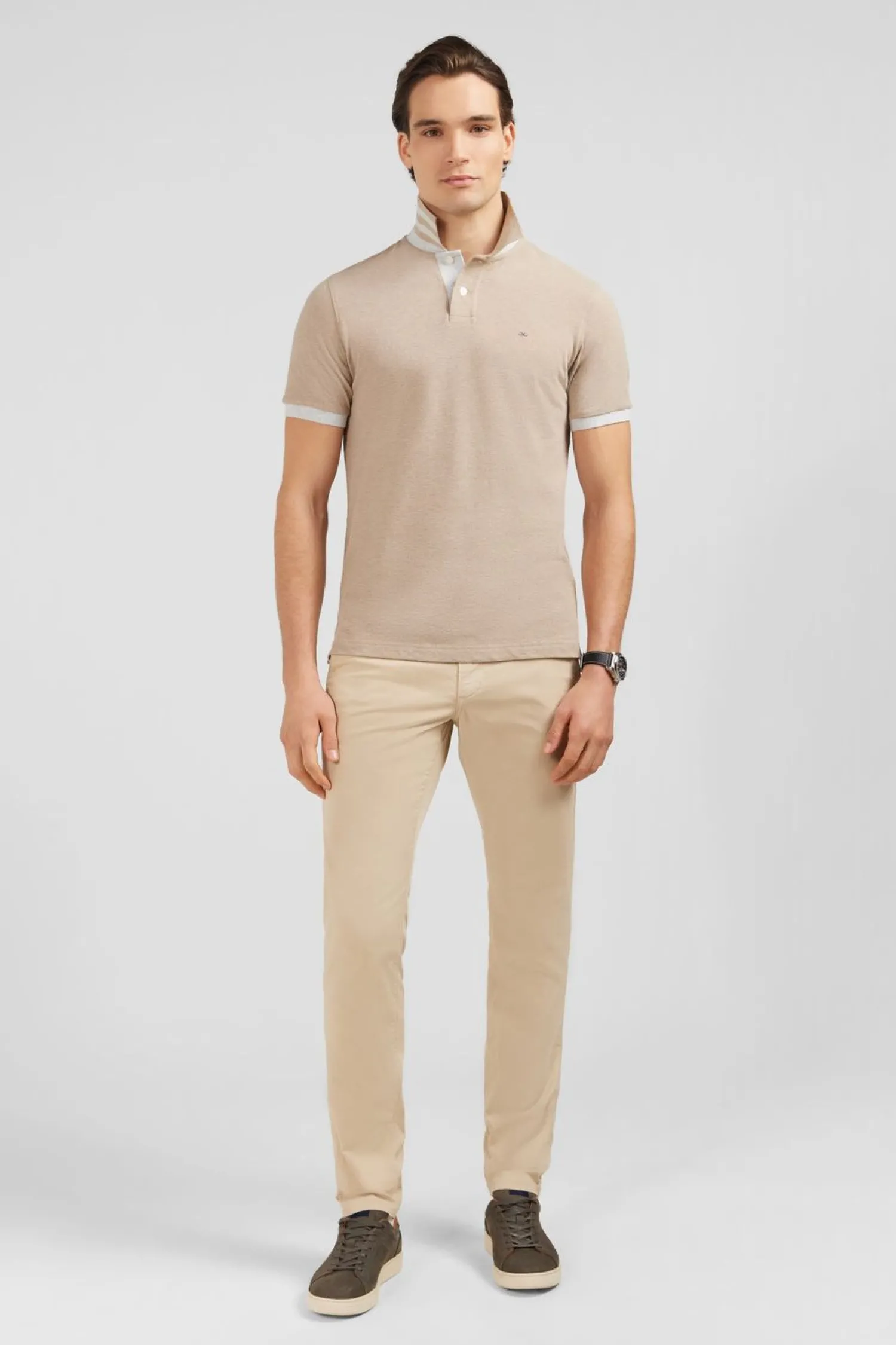 Outlet Poo Beige A anche Courte Homme Polos