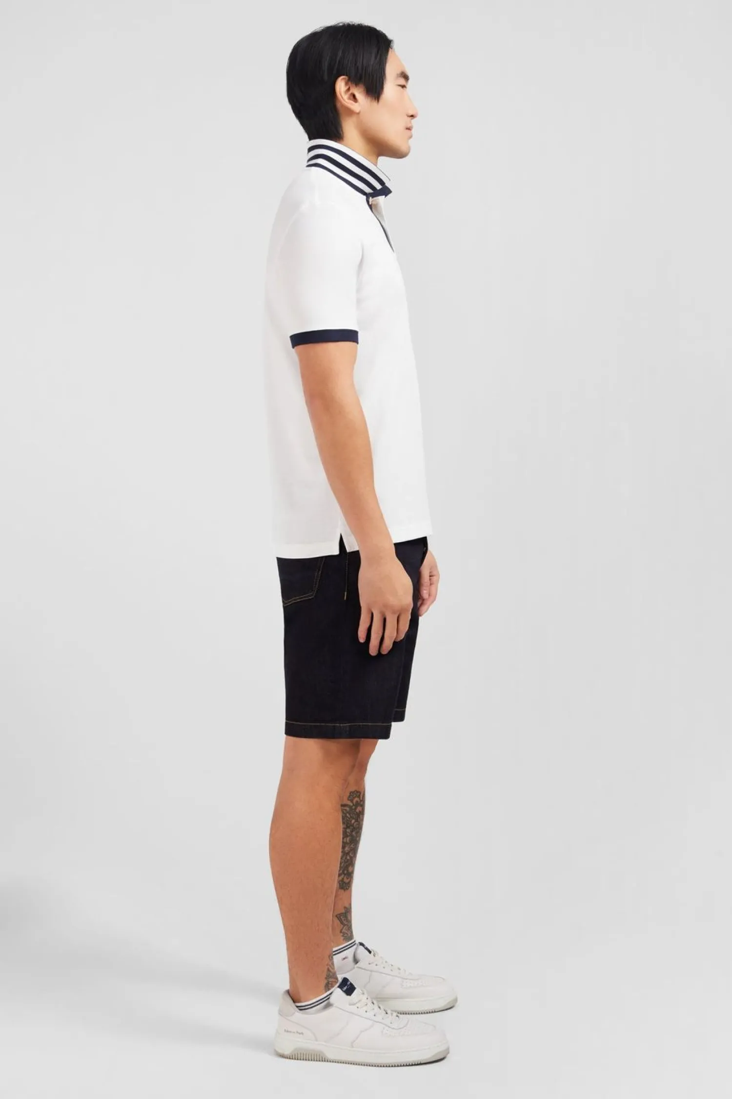 New Poo Banc En Coton Pia Avec Detai Contrate Homme Polos