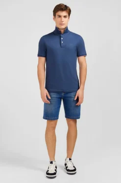 Sale Poo Beu Fonce En Coton Pia Homme Polos
