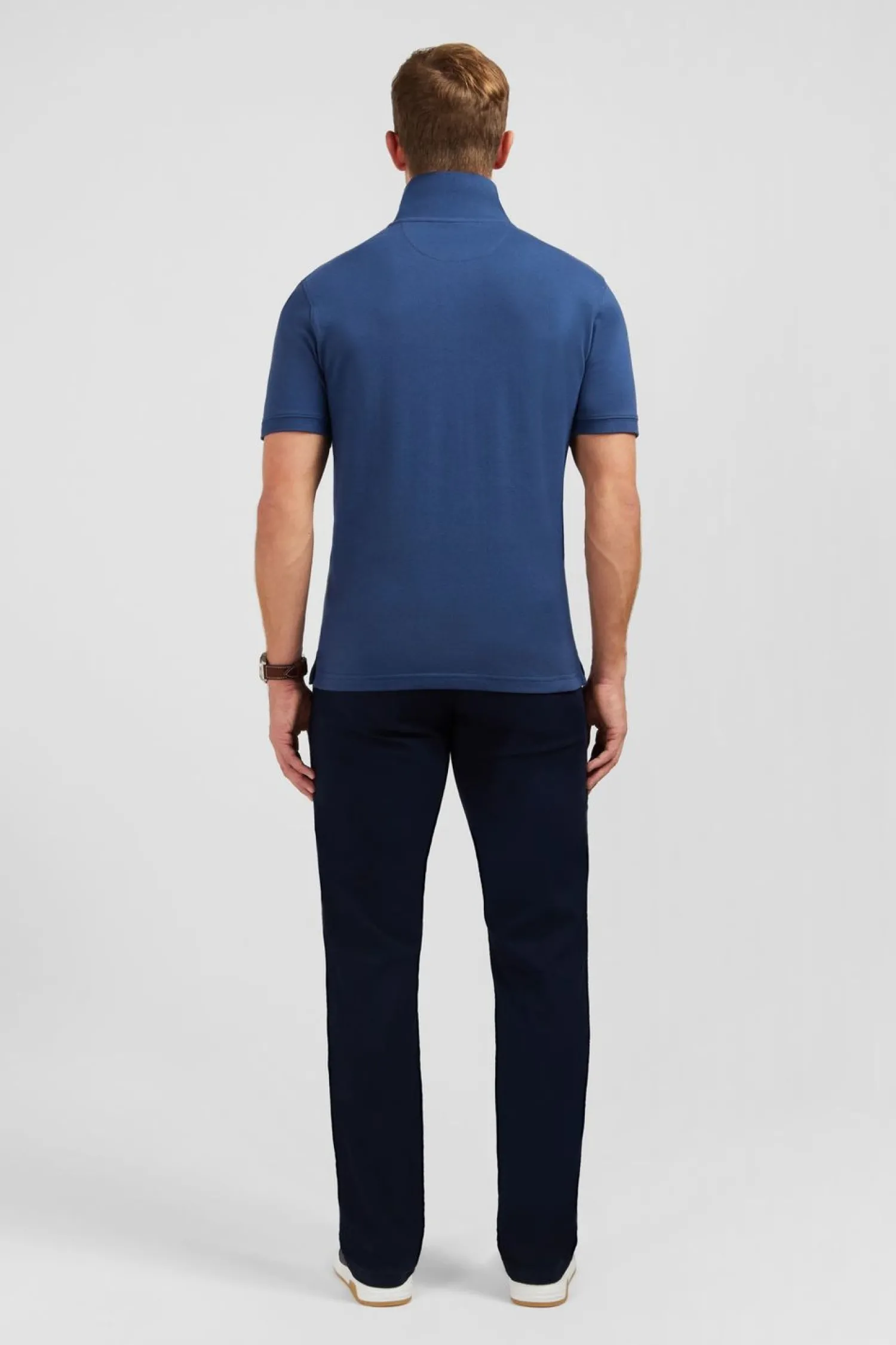 Outlet Poo Beu Fonce Uni A anche Courte Homme Polos