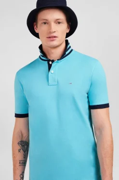 Sale Poo Beu Turquoie anche Courte Homme Polos