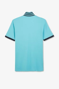 Sale Poo Beu Turquoie anche Courte Homme Polos