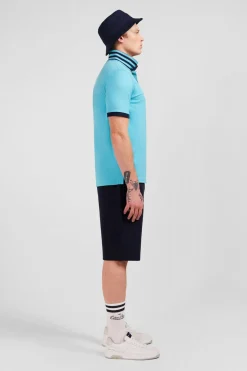 Sale Poo Beu Turquoie anche Courte Homme Polos