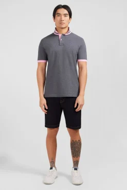 Clearance Poo Gri En Coton Pia Avec Detai Contrate Homme Polos