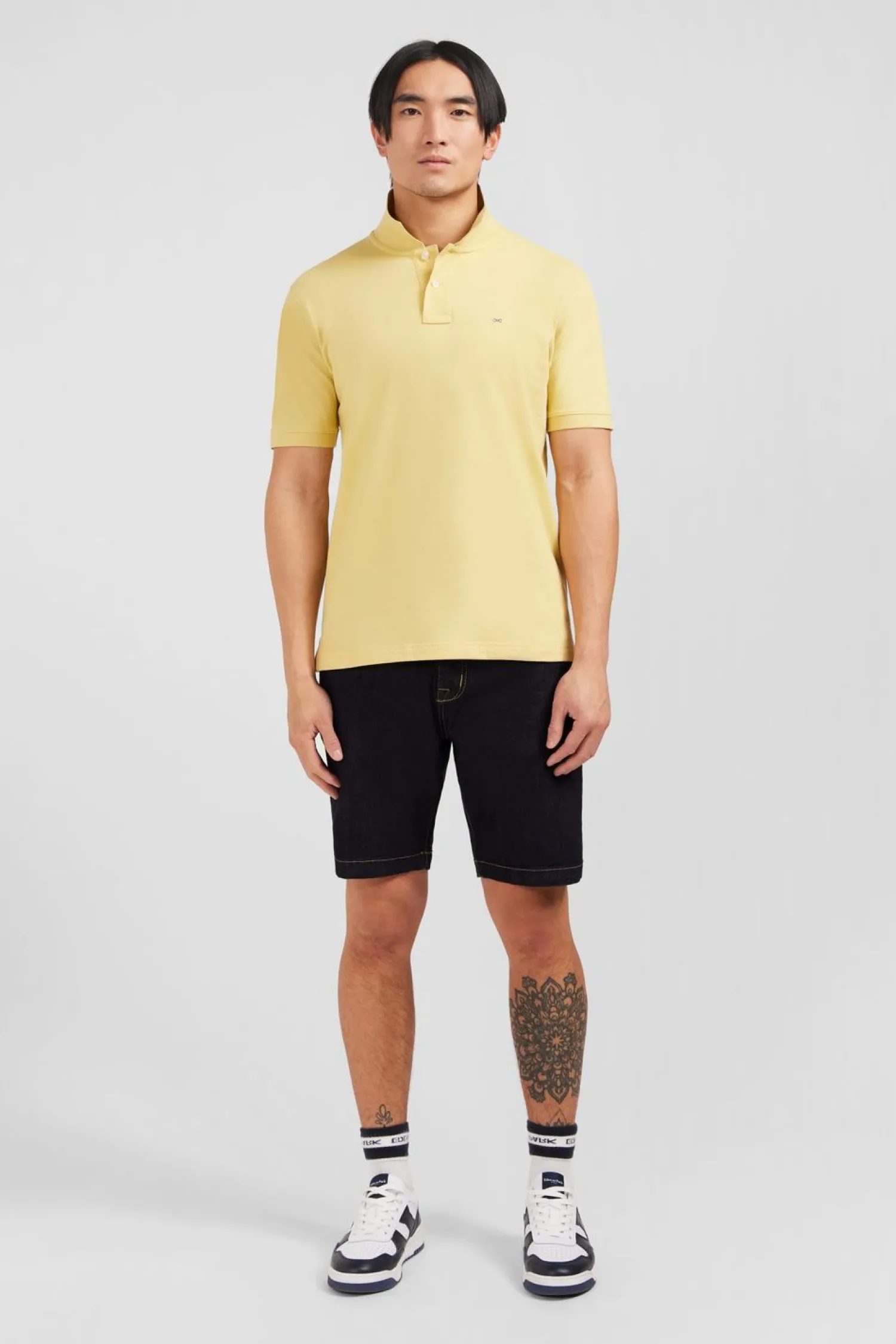 Outlet Poo Jaune Uni A anche Courte Homme Polos