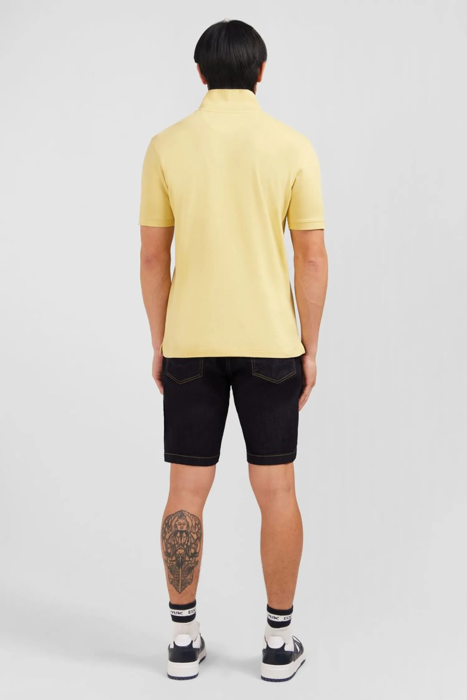 Outlet Poo Jaune Uni A anche Courte Homme Polos