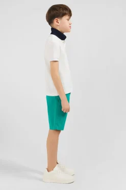Clearance Polo Manches Courtes Blanc Broderie Fantaisie En Pique Coton Enfant Enfant