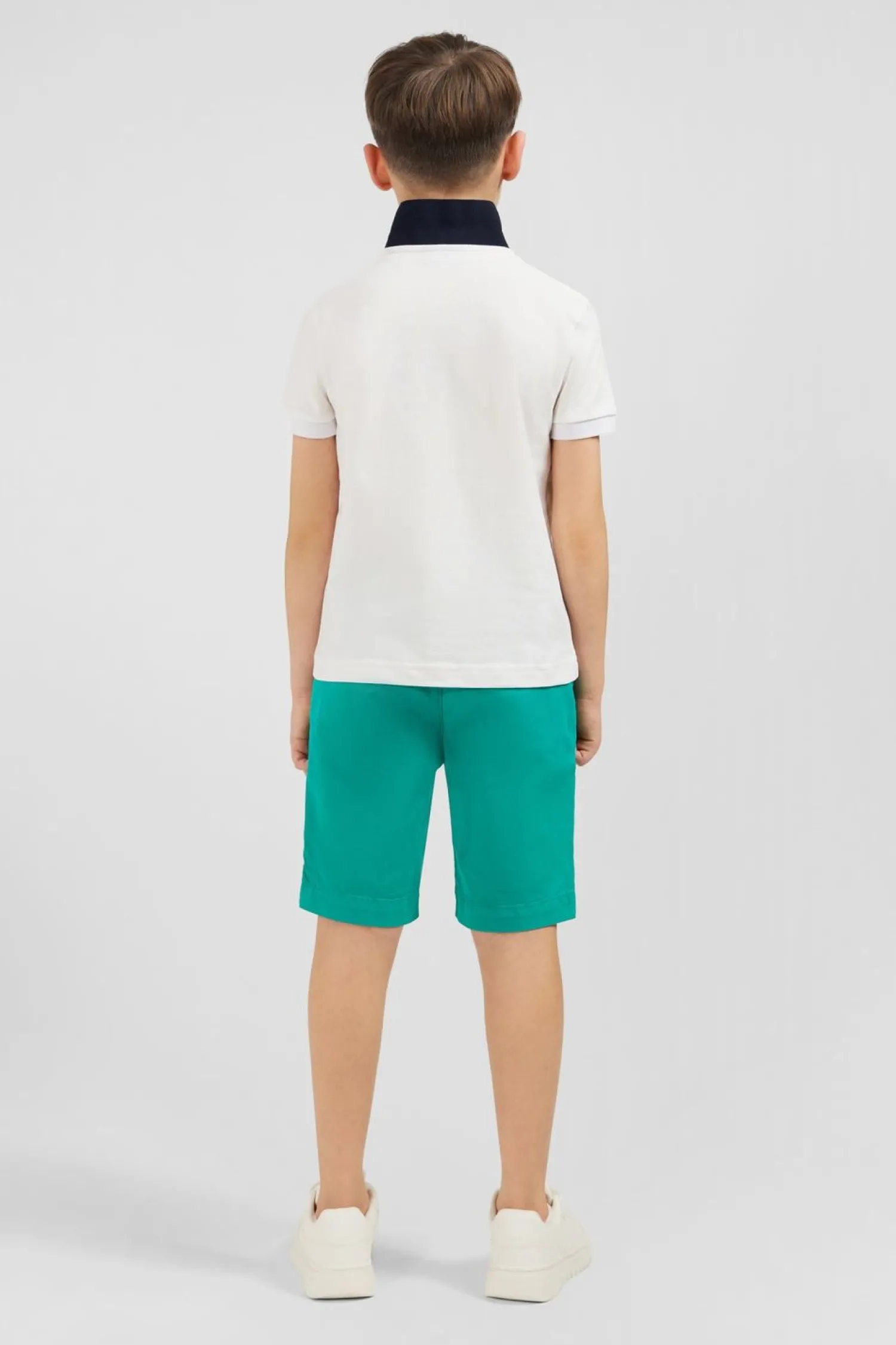 Clearance Polo Manches Courtes Blanc Broderie Fantaisie En Pique Coton Enfant Enfant