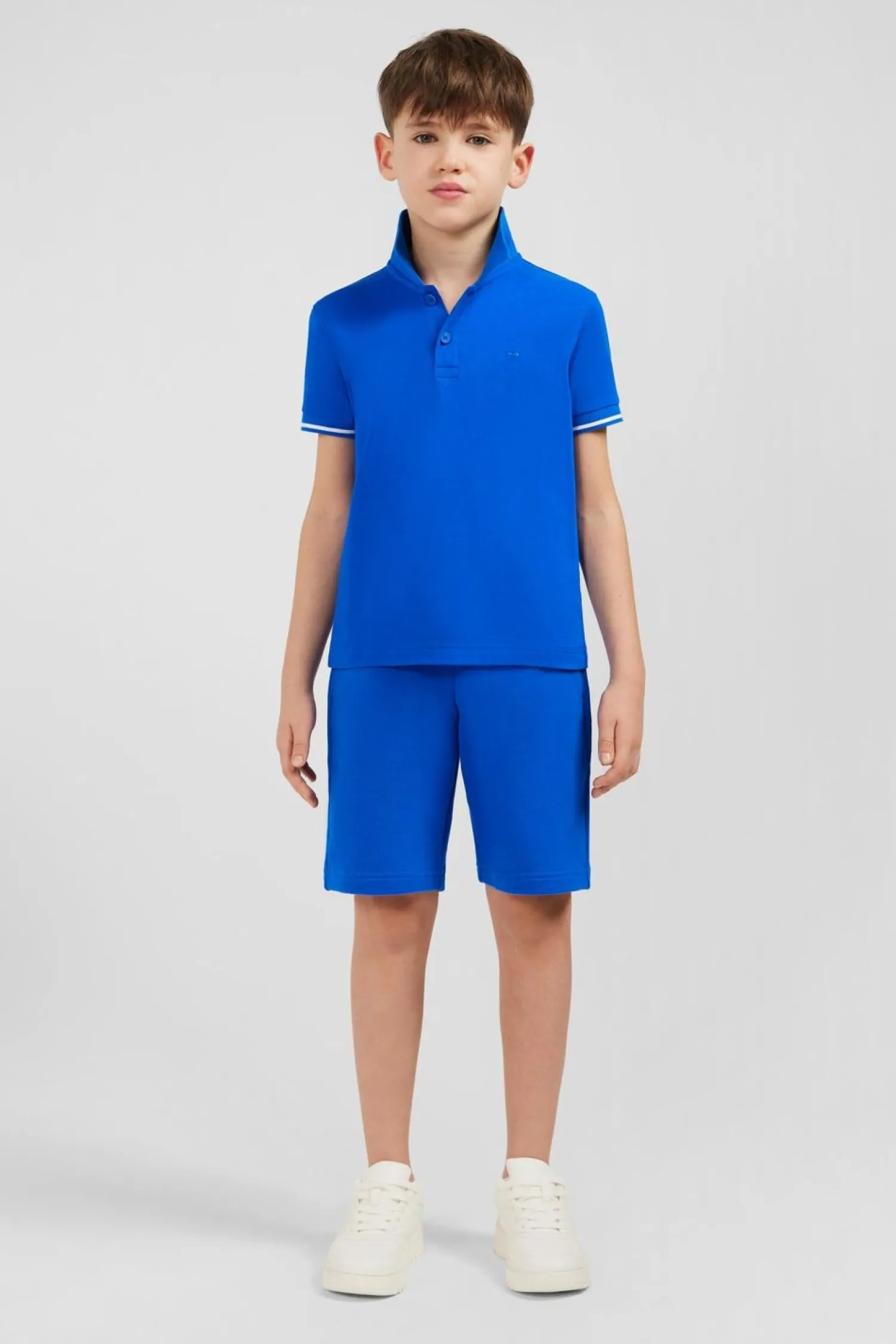 Discount Polo Manches Courtes Bleu En Pique Coton Enfant Enfant